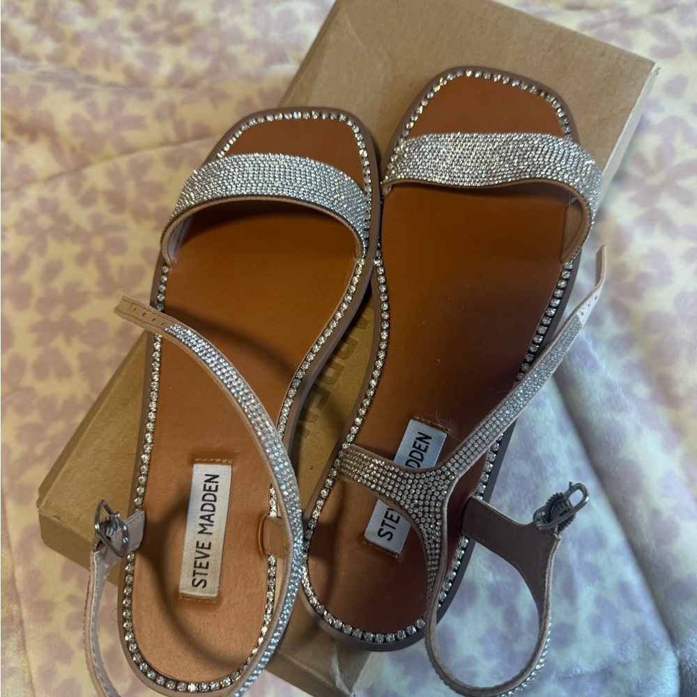 Steve Madden Silver Sandals with Sparkly Straps